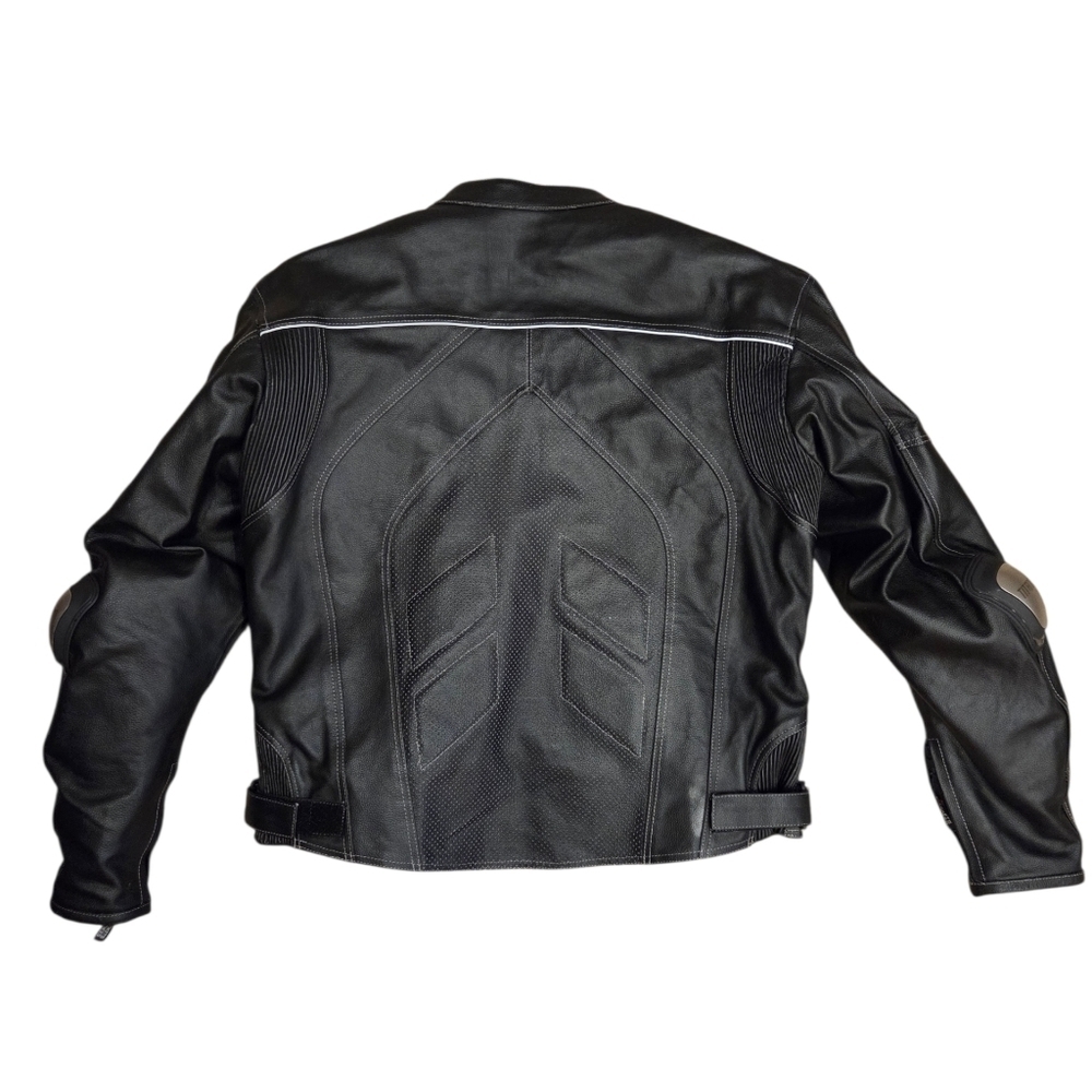 Men’s Cruiser Motorcycle Jacket Black Cowhide Leather Armored Street Bike - Picture 8 of 16